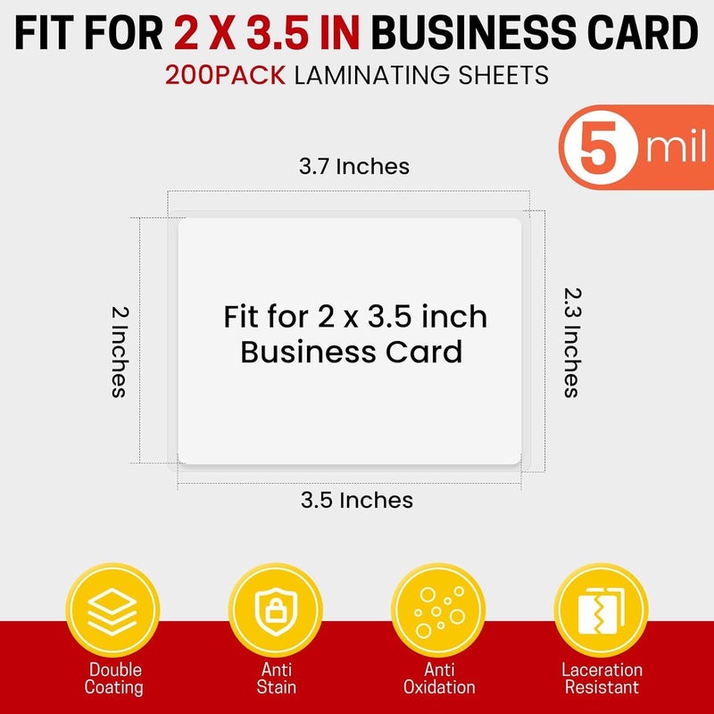 Caregy 500 Count Thermal Laminating Pouches,5Mil,Hold 2 X 3.5 Inch Business Card Laminate Pouches For Laminator, Clear Lamination Paper Protection 2.3 X 3.7 Inch, Round Corner, Home & Office - Image 2
